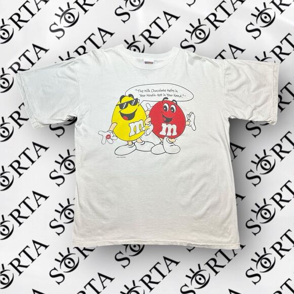 VTG 80s/90s Mars Inc. M&Ms Melts In Your Mouth Short Sleeve T Shirt Size L/XL - Picture 1 of 13